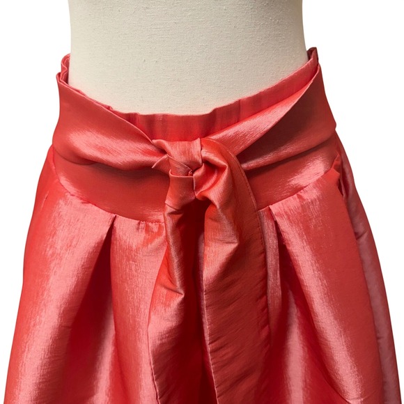 Touch Me Coral Pink High Low Skirt Pleated Tie Waist A-Line Formal Party Sz M - Picture 4 of 10